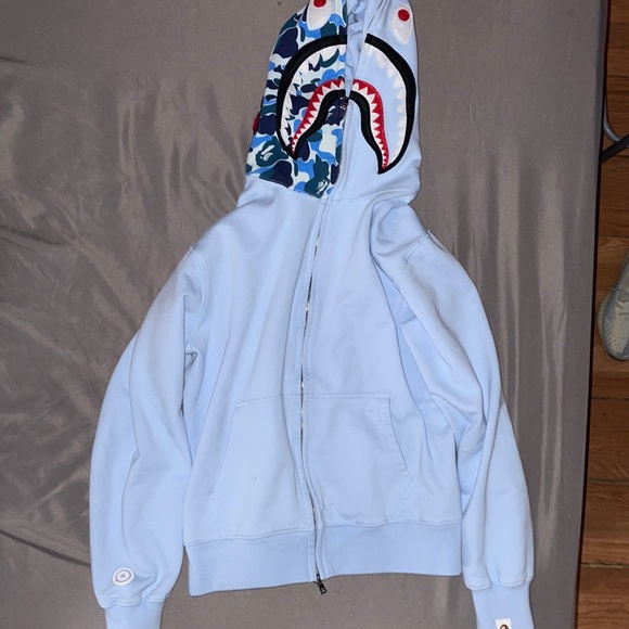 Bape | Jackets u0026 Coats | Bape Abc Shark Full Zip Hoodie Ss9 Blue Large |  Poshmark